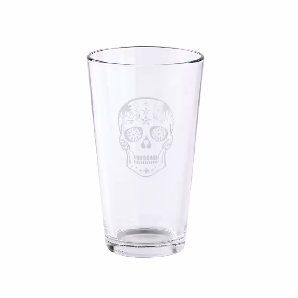 Rolf Glass Sugar Skull 16 oz. Pint Glass (Set of 4)