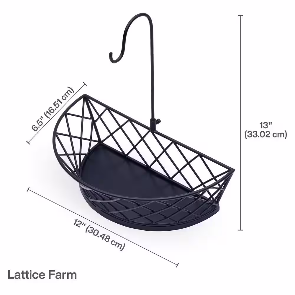 Mikasa Gourmet Basics Black Metal Lattice Farm Fruit Basket with Banana Hook