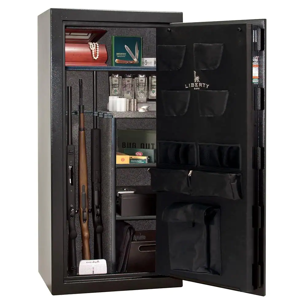 LIBERTY SAFE Centurion 24-Gun 40-min fire rating EMP E-Lock, 59.25 in H x 28.25 in W x 20 in. L, Black Gun Safe and Lifetime Warranty