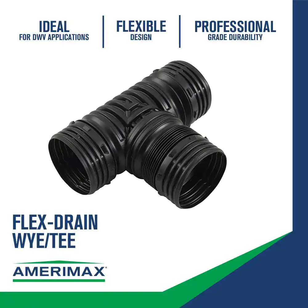 Amerimax Home Products FLEX Drain 4 in. Black Copolymer DMV Flexible Tee/Wye