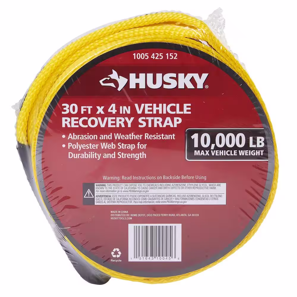 Husky 4 in. x 30 ft. Vehicle Recovery Strap