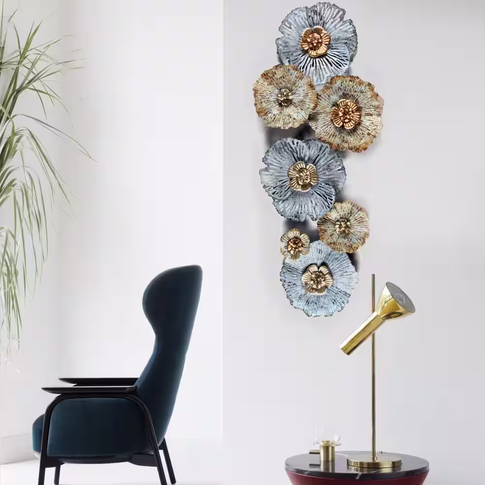 LuxenHome Metal Multi-color Distressed Flower Wall Art