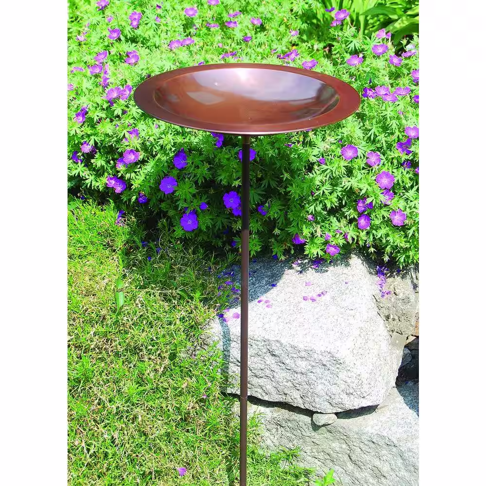 Achla Designs 12.75 in. Dia Antique Copper Classic II Birdbath with Stake