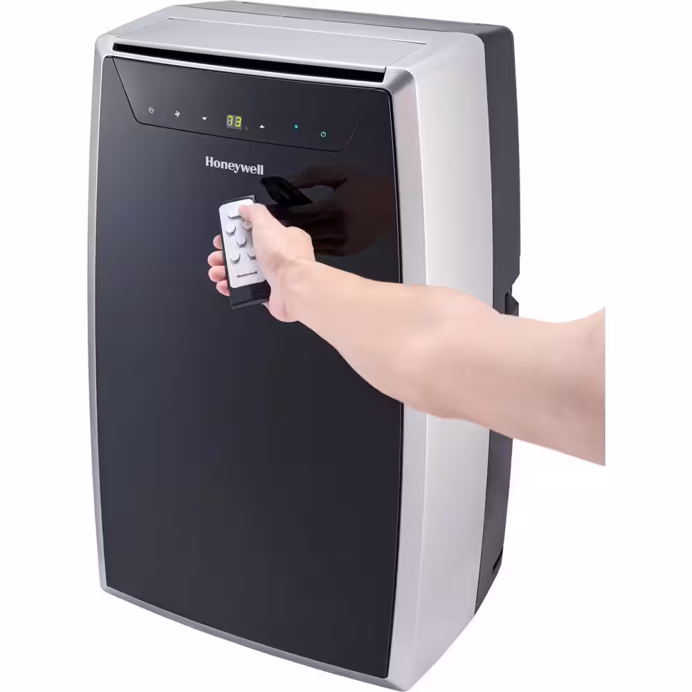Honeywell 14,000 BTU (9,000 BTU DOE) Portable Air Conditioner with Heat and Dehumidifier in Black and Silver
