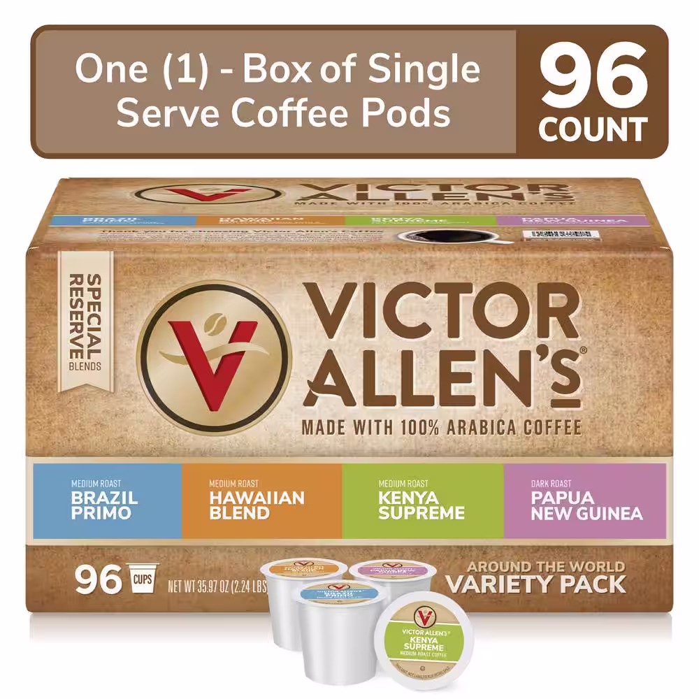 Victor Allen's Around The World Variety Pack Single Serve Coffee Pods for Keurig K-Cup Brewers (96 Count)