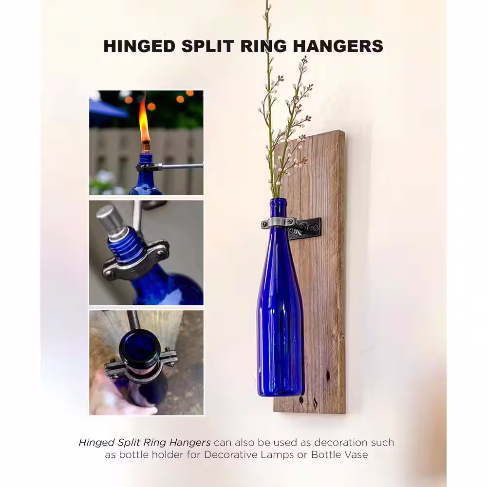The Plumber's Choice 3/8 in. Hinged Split Ring Pipe Hanger, Malleable Iron Clamp with 3/8 in. Rod Fitting, for Suspending Tubing (10-Pack)