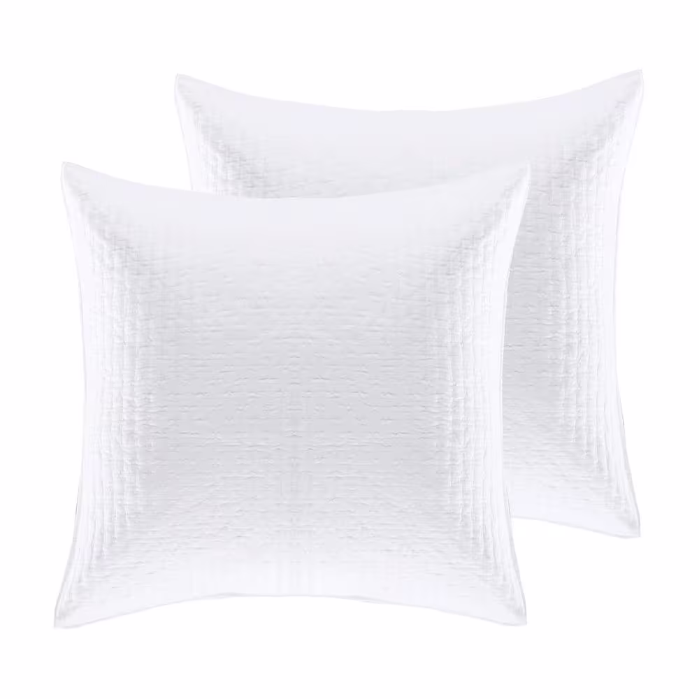 None Cross Stitch White Solid Cotton 26 in. x 26 in. Euro Sham (Set of 2)