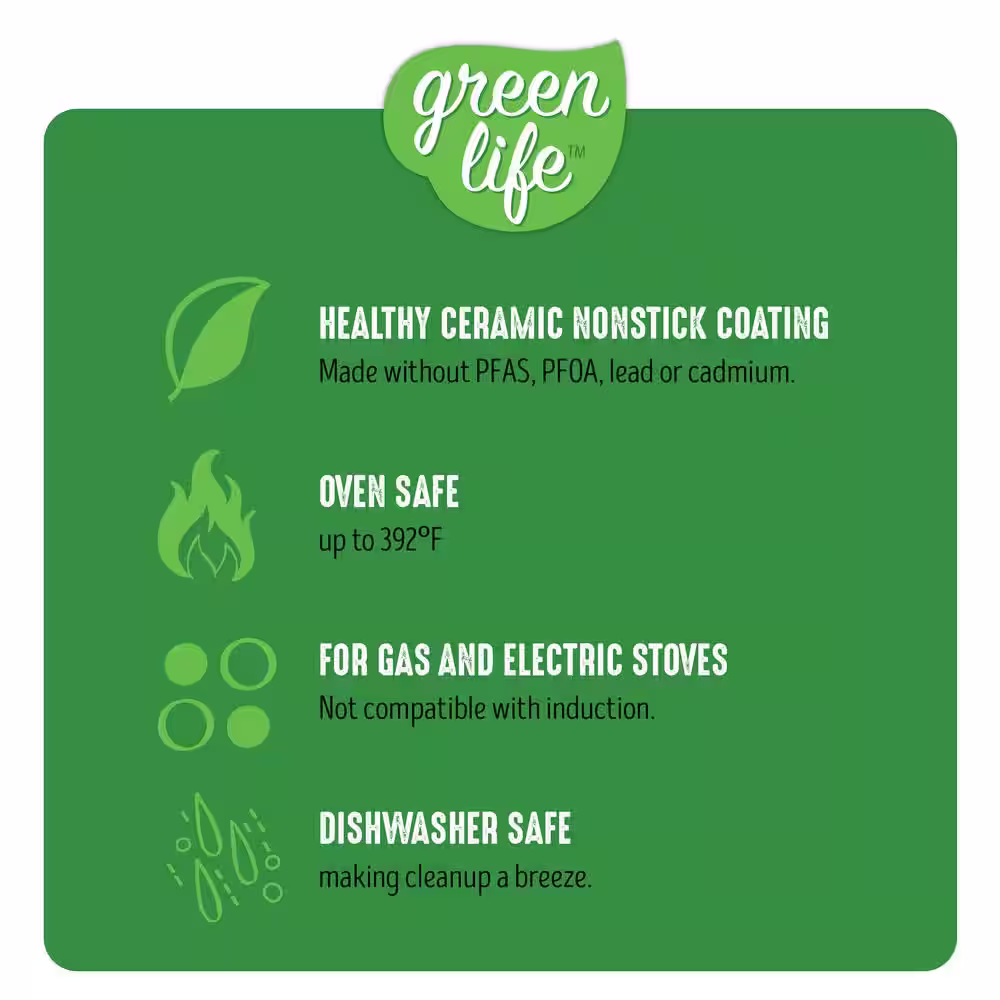 GreenLife Diamond 11 in. Aluminum Ceramic Nonstick Square Griddle in Black