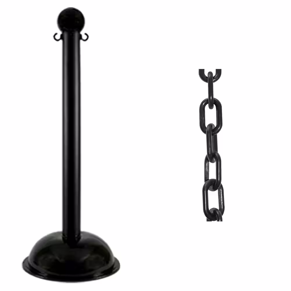 Mr. Chain Heavy-Duty Stanchion and Chain Kit in Black