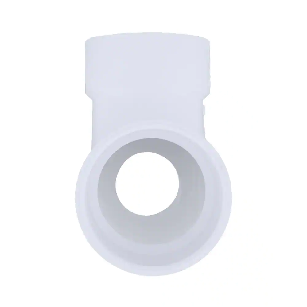 Charlotte Pipe 3 in. x 3 in. x 2 in. PVC DWV 90-Degree Hub x Hub Elbow with Lowheel Inlet
