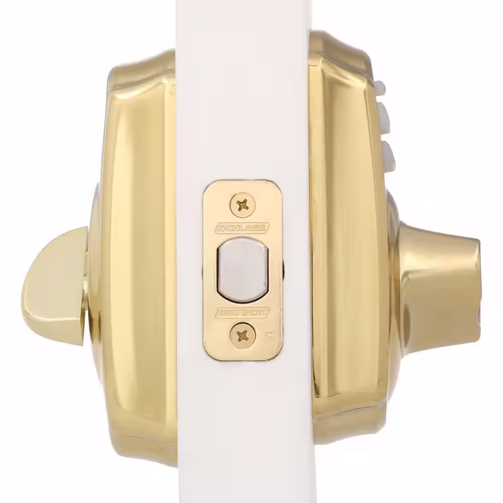 Schlage Camelot Bright Brass Electronic Keypad Deadbolt