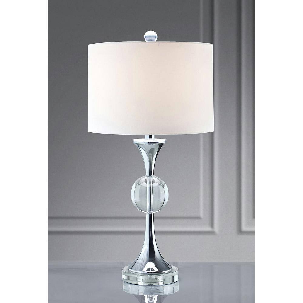 HomeGlam Marbella 26 in. H Chrome Crystal Table Lamp