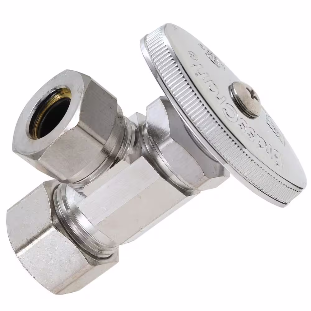 BrassCraft 1/2 in. Compression Inlet x 7/16 in. and 1/2 in. Slip-Joint Outlet Multi-Turn Angle Valve