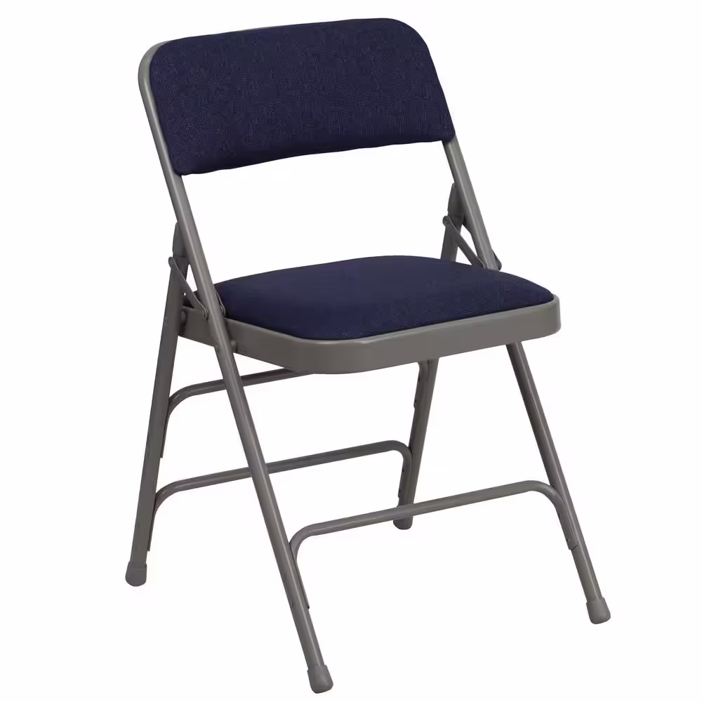Flash Furniture Navy Fabric/Gray Frame Metal Folding Chair (4-Pack)