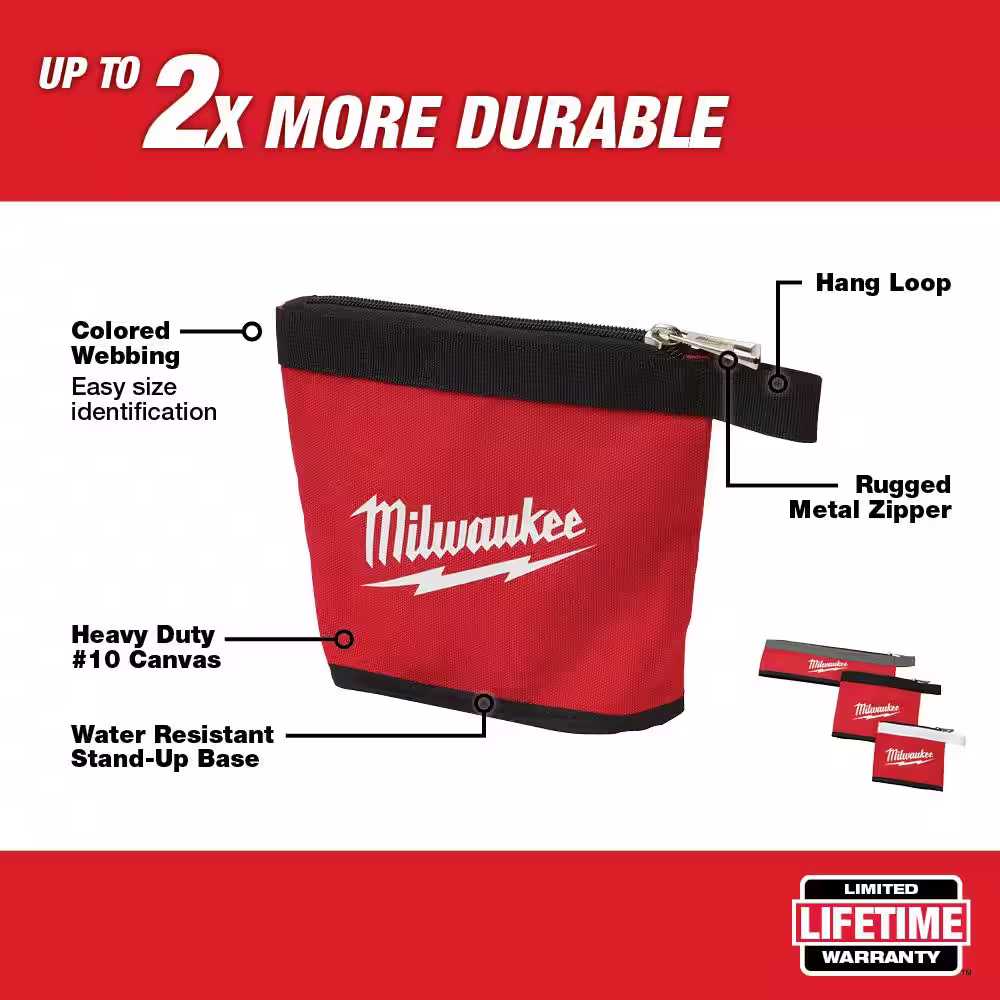 Milwaukee 14 in., 12 in., 8 in. and 6 in. Multi-Size Zipper Tool Bags in Red (4-Pack)