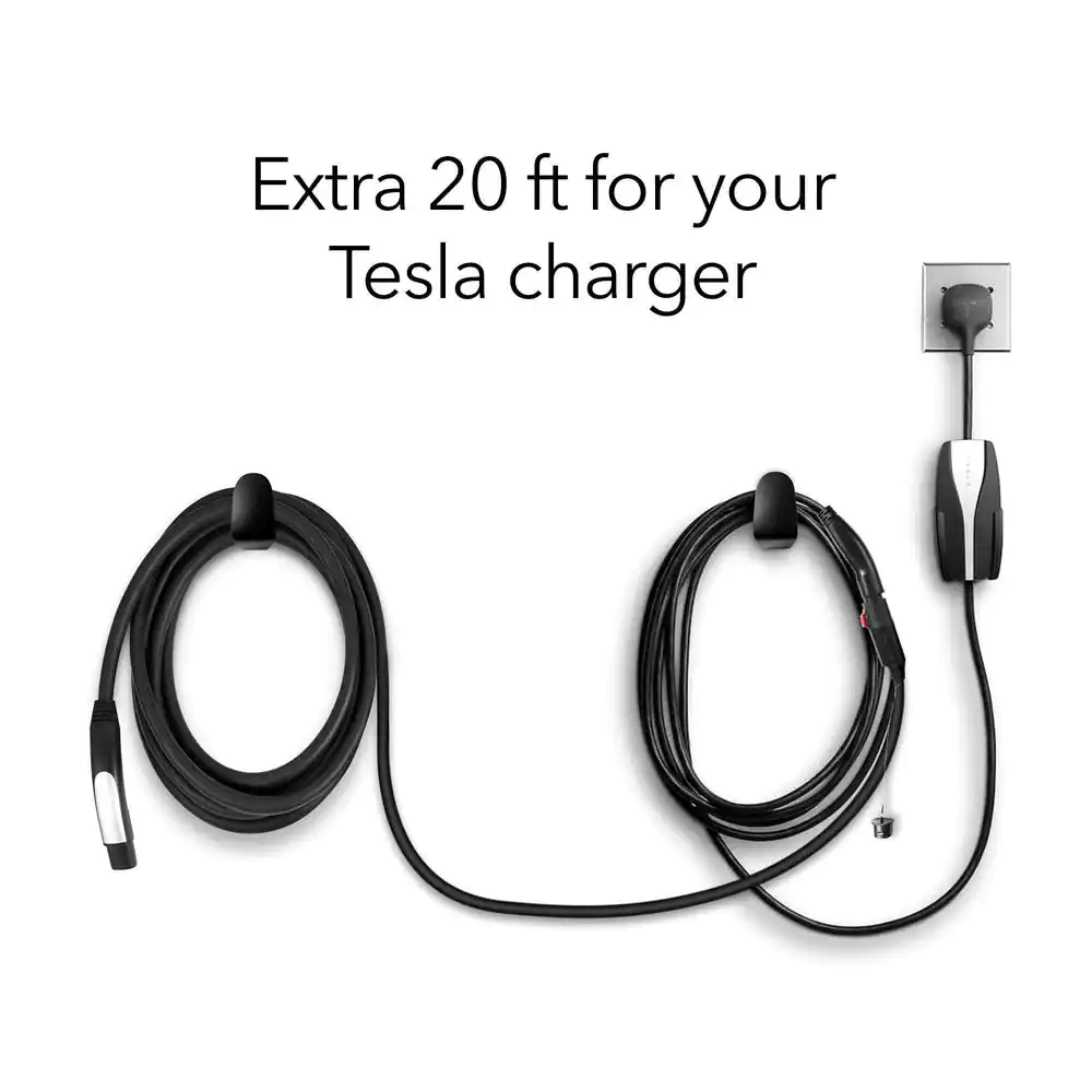 LECTRON Tesla Charger Extension Cable - Add 20 Feet to Your Tesla Charger (1 Pack, Black) (Tesla Charger Not Included)