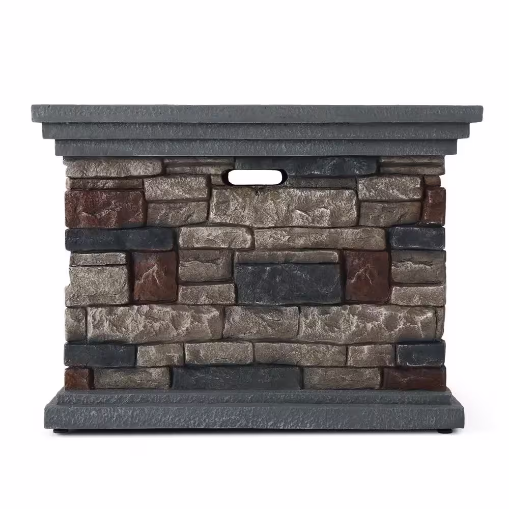Noble House Chesney 32 in. x 24 in. Stone Square Outdoor Gas Fire Pit