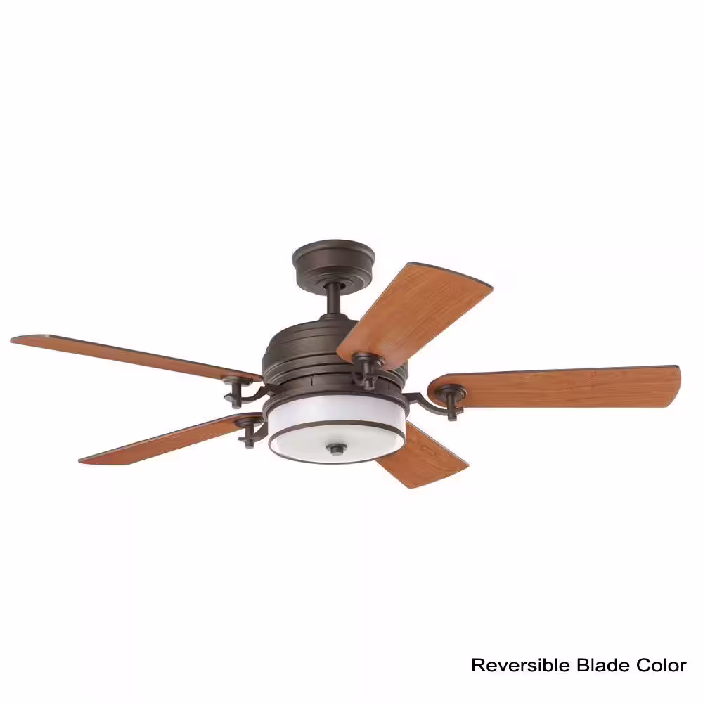 Home Decorators Collection 52 in. Indoor Bronze Organza Shade Ceiling Fan with Light Kit and Remote Control