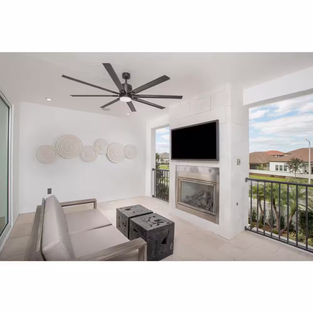 Progress Lighting Vast Collection 72 in. 8-Blade Indoor Antique Bronze Industrial Ceiling Fan with LED Light and Remote