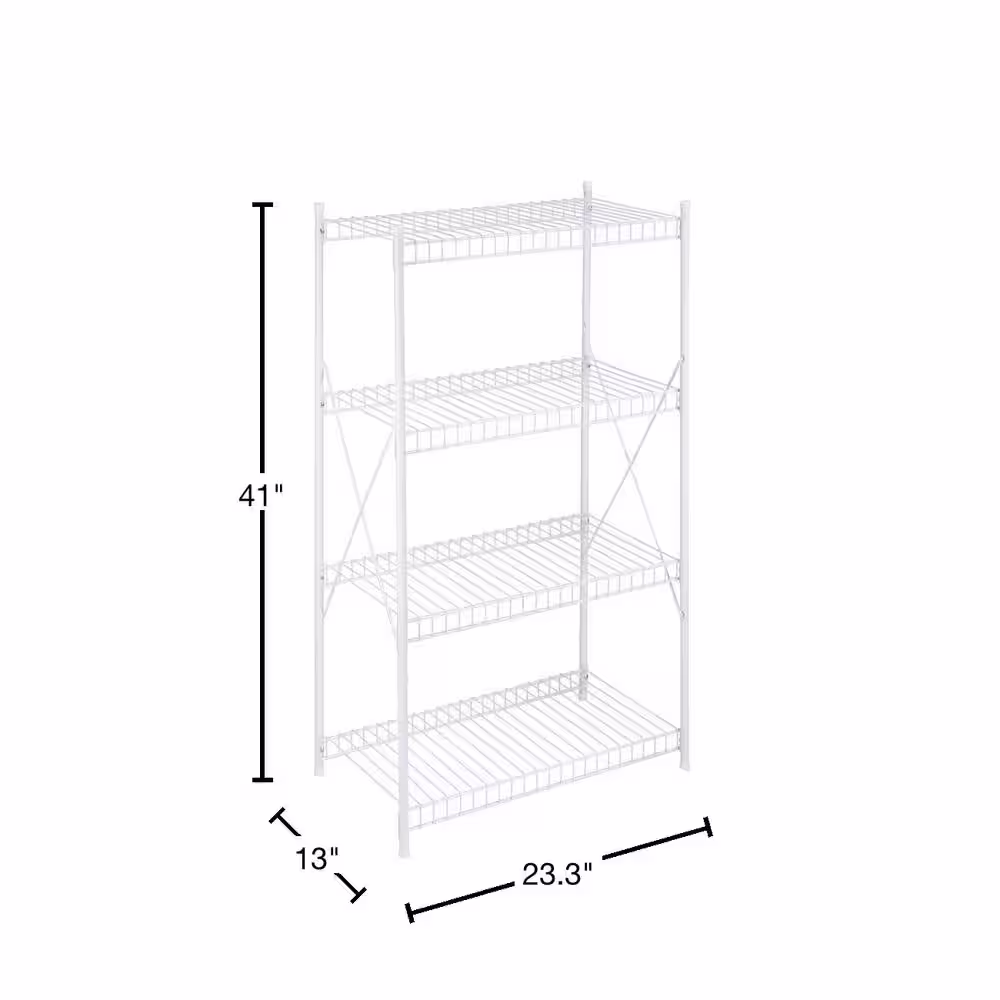 Honey-Can-Do White 4-Tier Steel Garage Storage Shelving Unit (23.3 in. W x 41 in. H x 13 in. D)