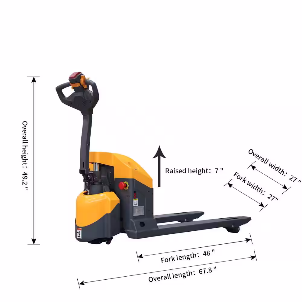None 3300 lbs. 2.9 in. Lowered Fully Electric Pallet Jack Self-Propelled Pallet Truck with 24V/65AH Gel Battery