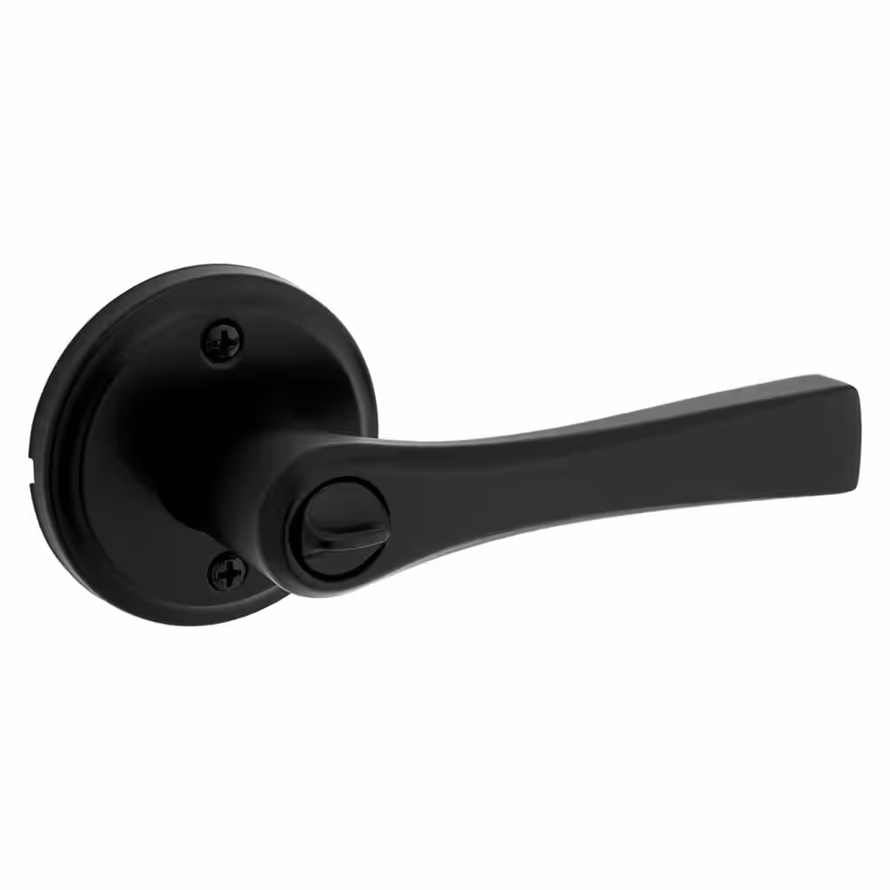 Kwikset Katella Matte Black Keyed Entry Door Lever Featuring SmartKey Technology with Microban
