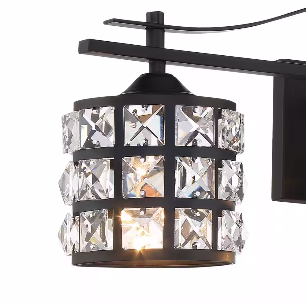 Vanity Art 24 in. W 3-Light Dimmable Black Vanity Light