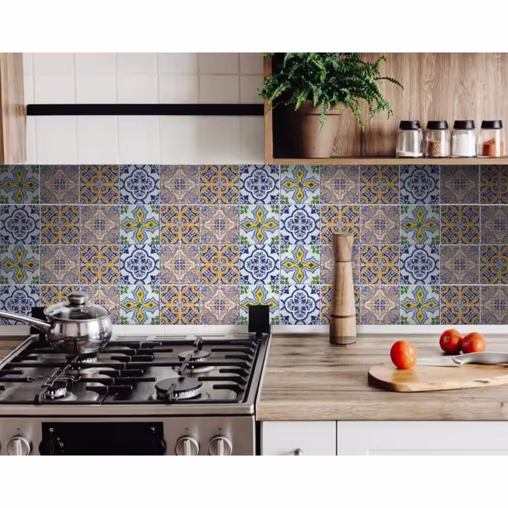 HomeRoots Vintage 8 in. x 8 in. Vinyl Peel and Stick Removable Tile Stickers (10.56 sq.ft./Pack)