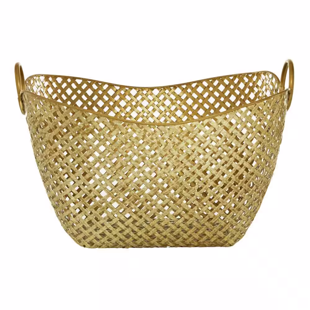 Litton Lane Metal Woven Inspired Storage Basket with Handles