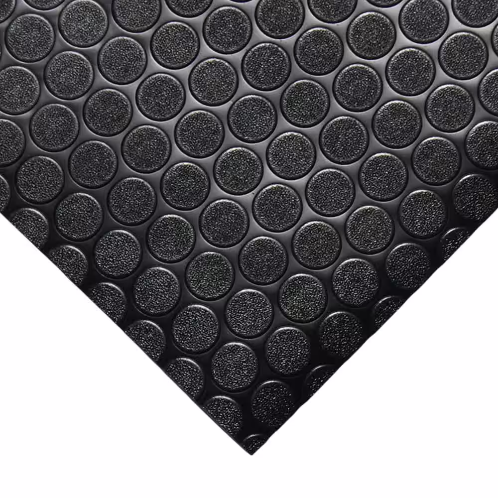 Rubber-Cal Coin Grip 4 ft. x 14 ft. Dark Grey Commercial Grade PVC Flooring