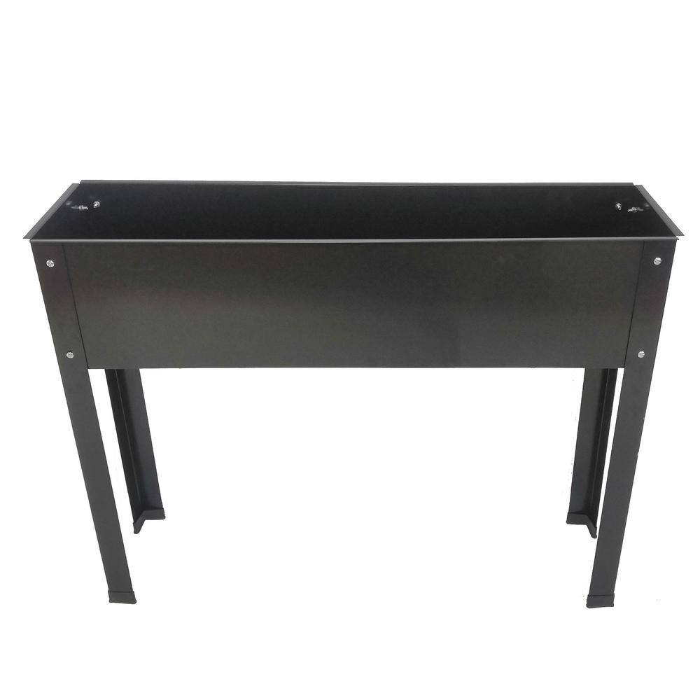 None 40 in. Black Steel Raised Planter Box