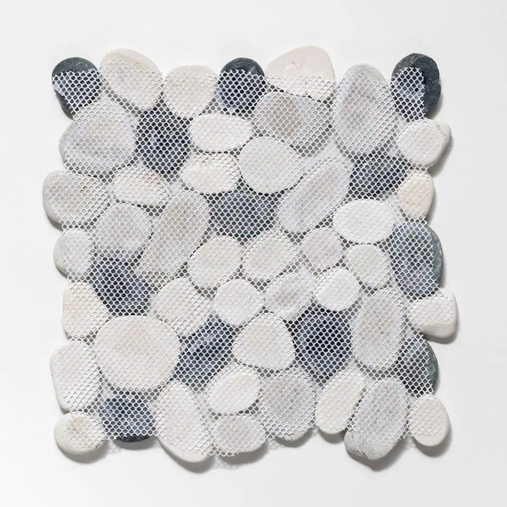 TILE CONNECTION Classic Pebble Tile Grey/White/Black 11-1/2 in. x 11-1/2 in. x 12.7mm Mesh-Mounted Mosaic Tile (9.61 sq. ft. / case)
