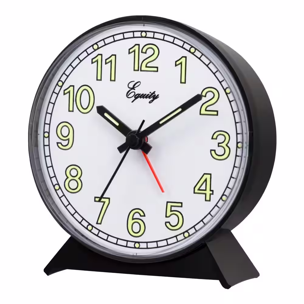 Equity by La Crosse Analog 4 In. Battery Operated Black Alarm Clock