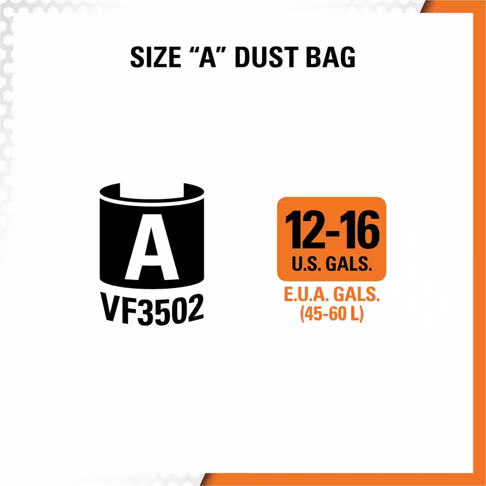 RIDGID High-Efficiency Wet/Dry Vac Dry Pick-up Only Dust Bags for Select 12 to 16 Gallon RIDGID Shop Vacuums, Size A (36-Pack)