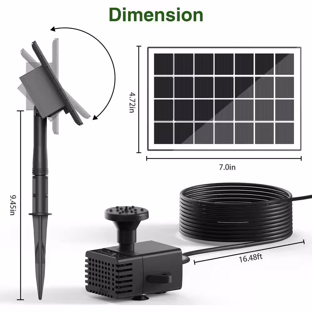 None DIY Solar Water Pump with Sucker and Stake, Solar Fountain Pump