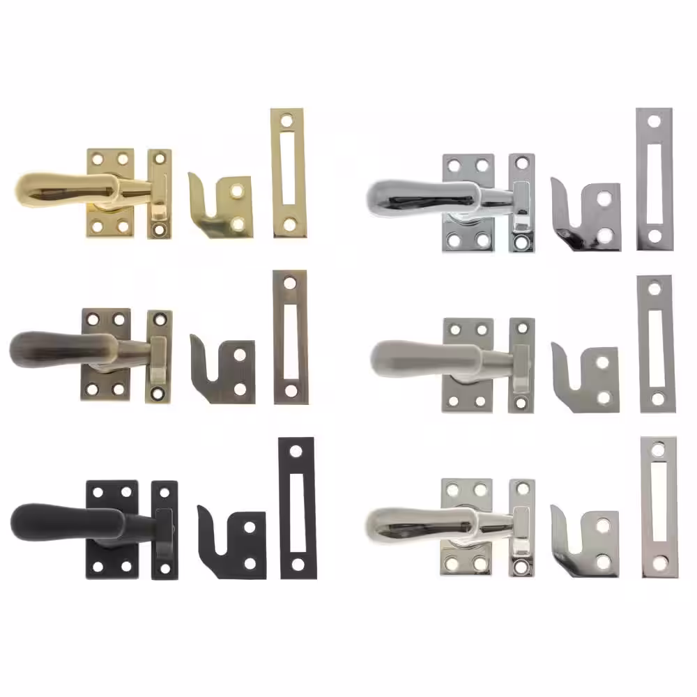 idh by St. Simons Matte Black Solid Brass Large Window Sash Lock with Casement Fastener