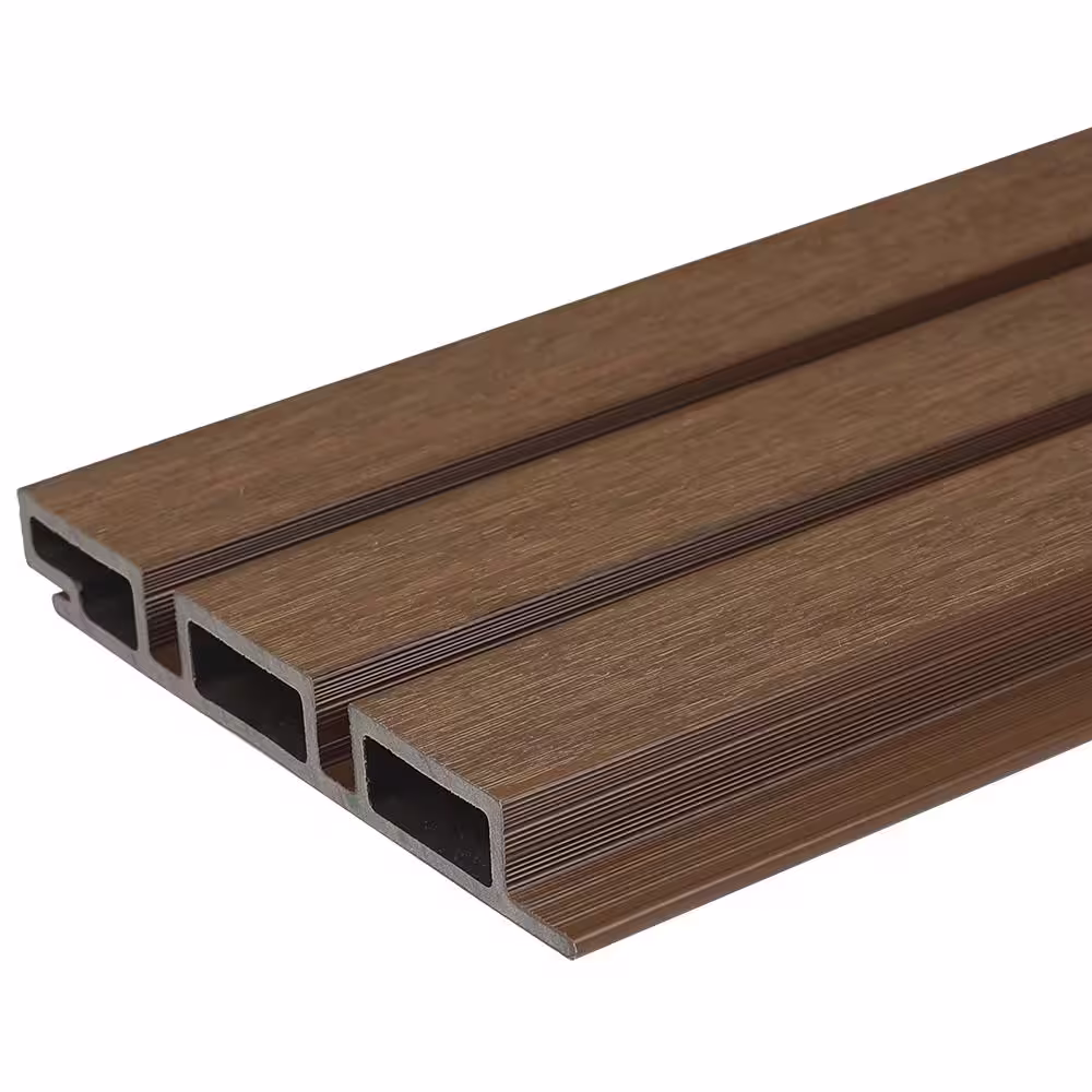 NewTechWood European Siding System 4.8 in. x 12 in. Composite Belgian Board Siding Sample Board in Brazilian Ipe