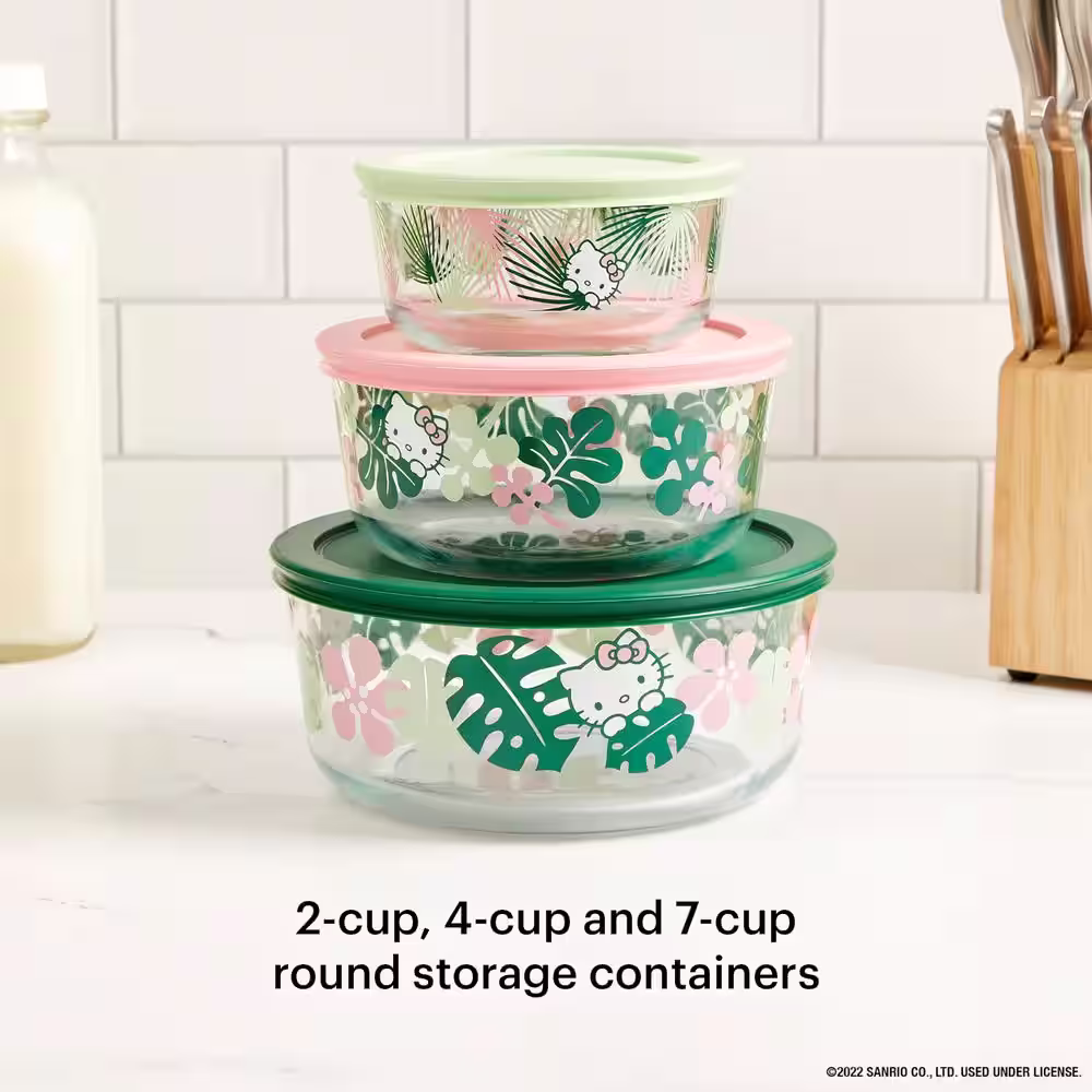 Pyrex 6-piece Glass Food Storage Set: Hello Kitty, Fern