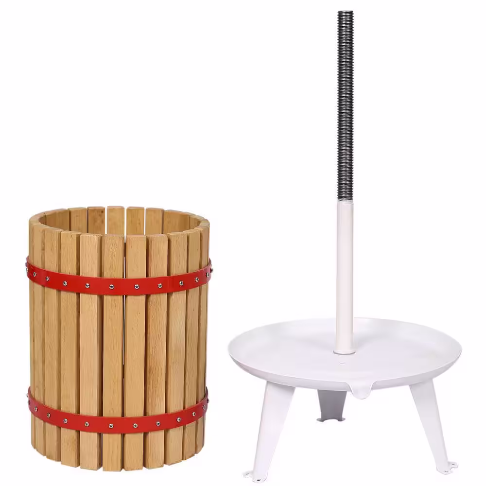 Tatayosi 4.8 gal./18 L Oak Colored Fruit Wine Juicer, Suitable for Pressing Apples, Grapes and Other Fruits