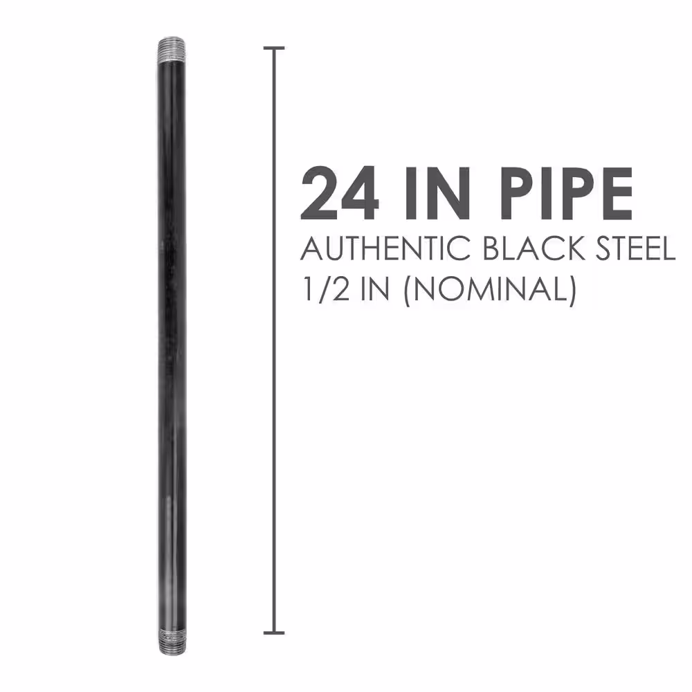 STZ 1/2 in. x 2 ft. Black Steel Schedule 40 Cut Pipe