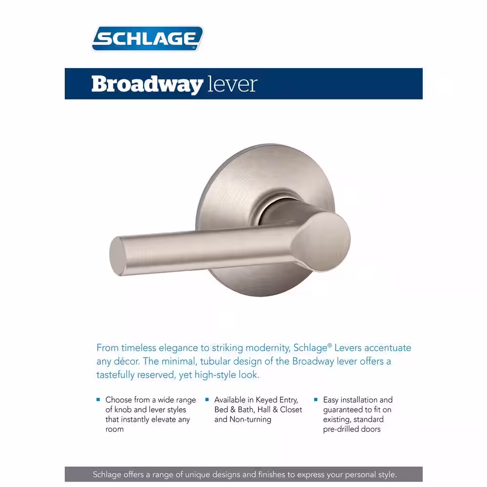 Schlage Broadway Matte Black Keyed Entry Door Handle with Greenwich Trim