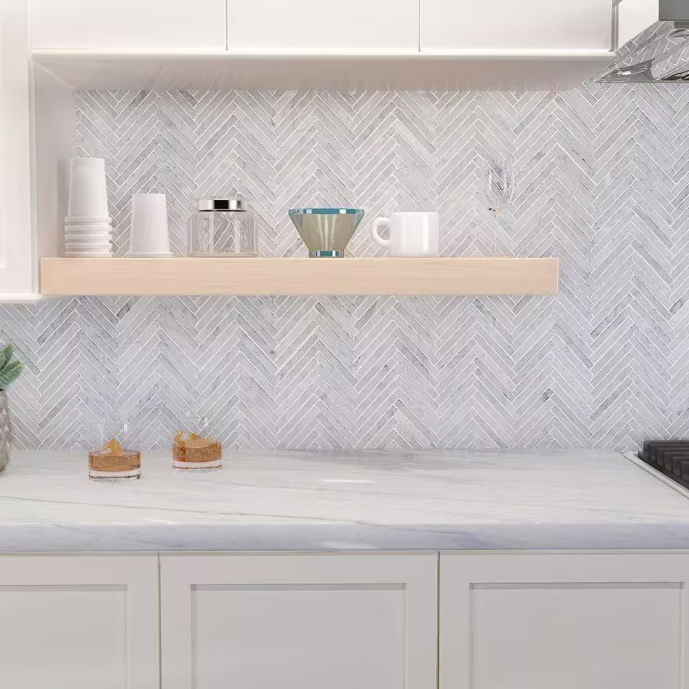 Ivy Hill Tile Carrara White 11.02 in. x 11.61 in. Polished Marble Floor and Wall Mosaic Tile (0.89 sq. ft./Each)