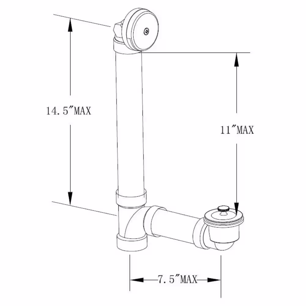 Everbilt Twist and Close 1-1/2 in. Schedule 40 White PVC Pipe Bath Waste and Overflow Drain in Chrome