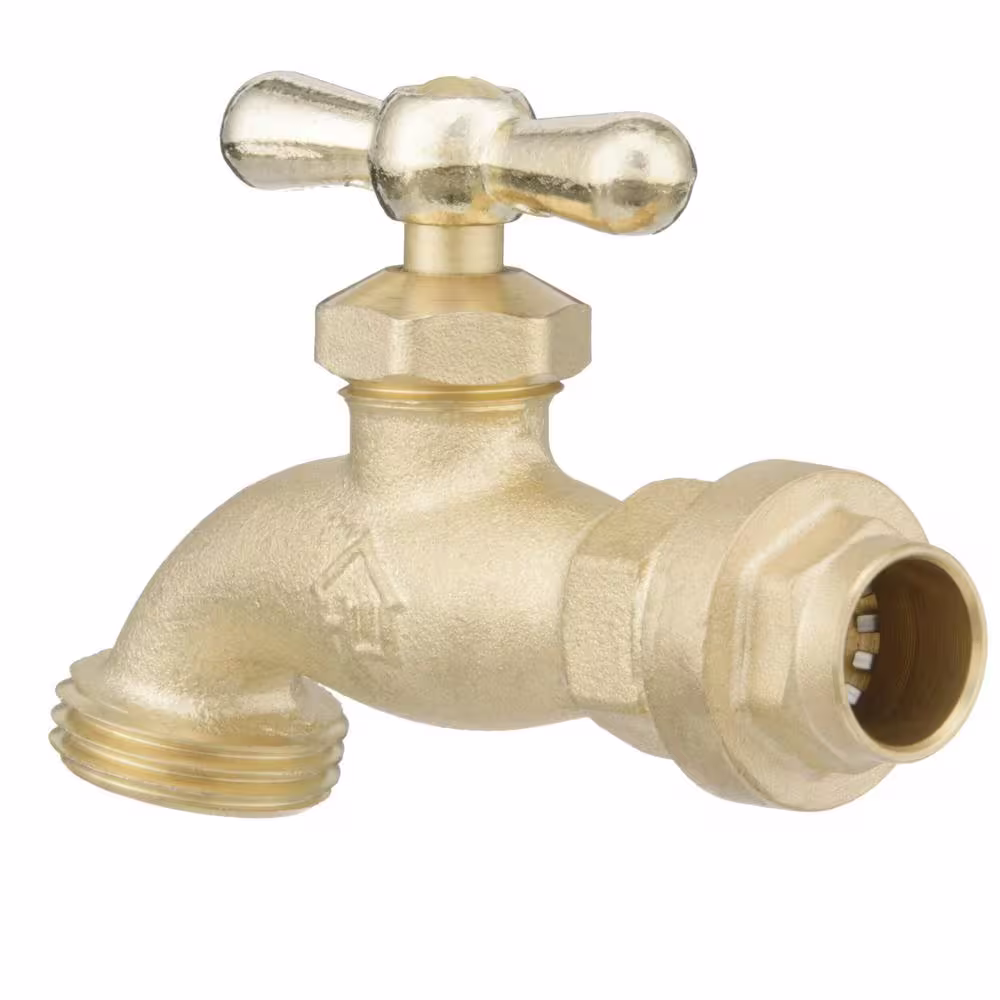 GripWerks 1/2 in. Push-Fit x 3/4 in. MHT Brass Hose Bibb Valve