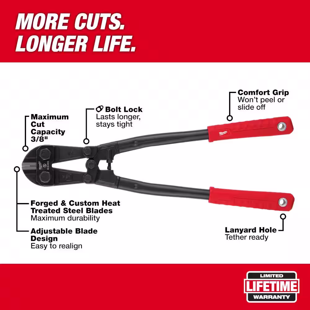 Milwaukee 18 in. Bolt Cutter with 3/8 in. Maximum Cut Capacity