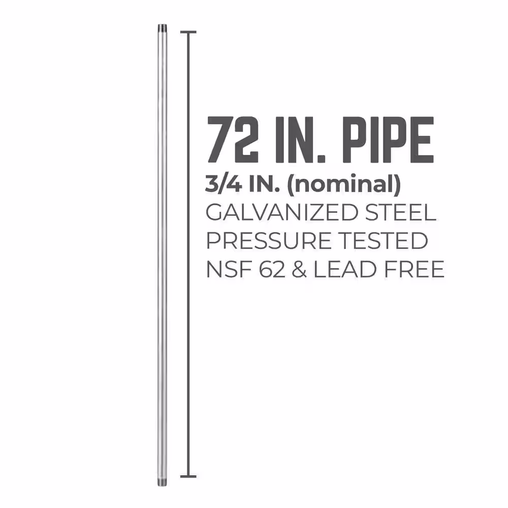 PIPE DECOR 3/4 in. x 6 ft. Galvanized Steel Pipe (4-Pack)