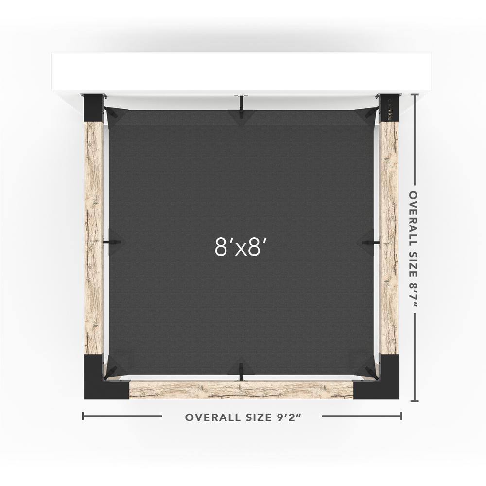 TOJA GRID 8 ft. L x 8 ft. W Wall Mount Pergola Kit with White Shade Sail, for 6x6 Wood
