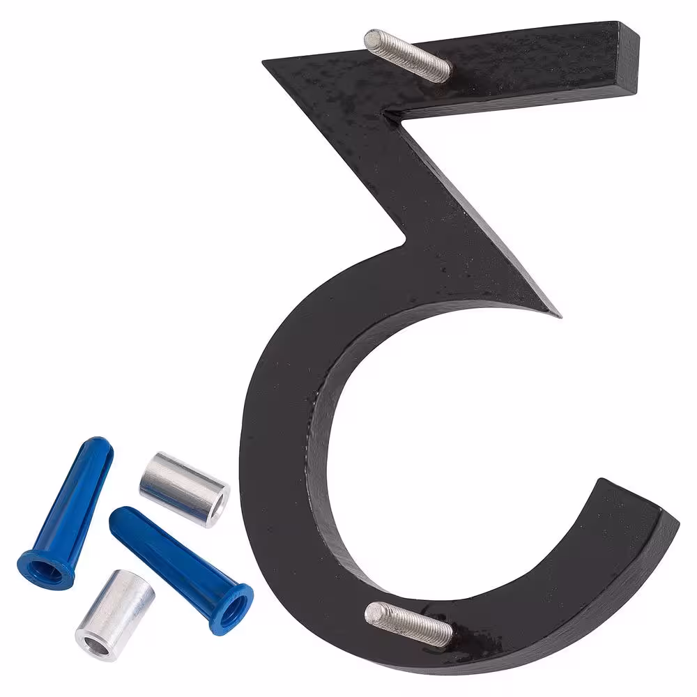 Montague Metal Products 4 in. Black Aluminum Floating or Flat Modern House Number 3