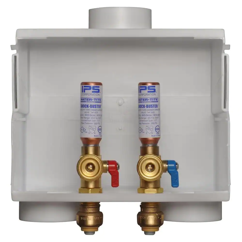 SharkBite 1/2 in. Push-to-Connect x 3/4 in. MHT Brass Washing Machine Outlet Box with Water Hammer Arrestors