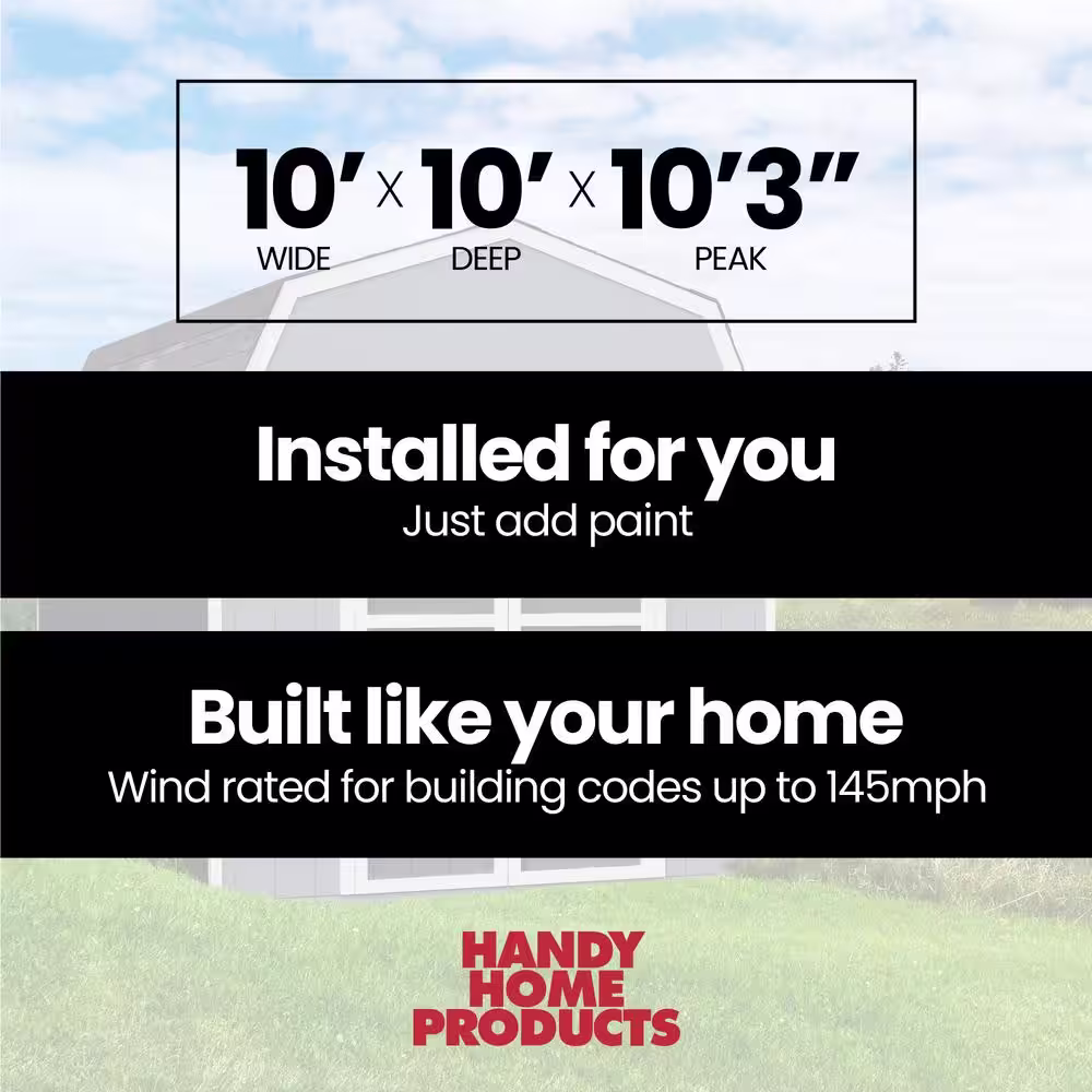 Handy Home Products Professionally Installed All Weather High Wind 145 10 ft. W x 10 ft. Wood Shed with Autumn Brown Shingles (100 sq. ft.)